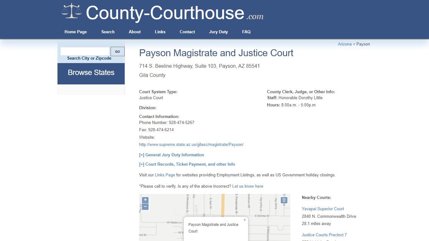 Payson Magistrate and Justice Court in Payson, AZ - Court Information