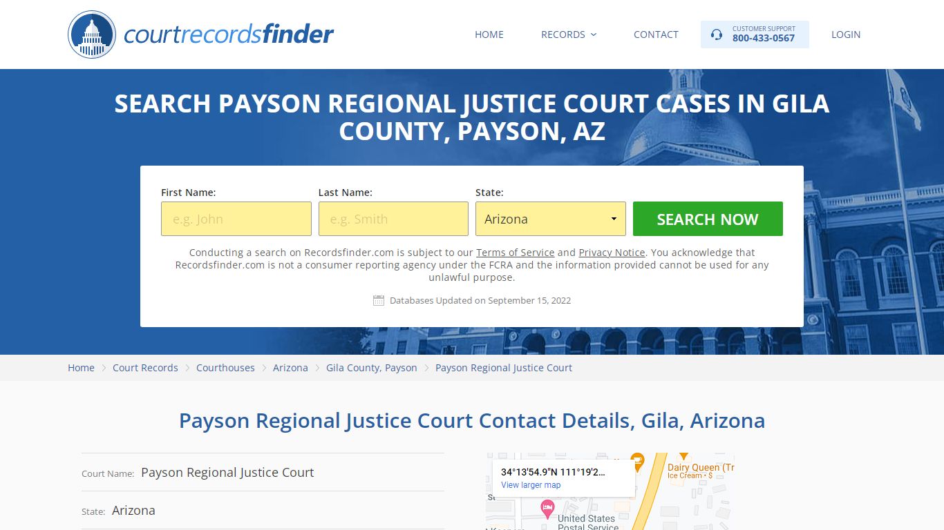 Payson Regional Justice Court Case Search - Gila County, AZ - RecordsFinder